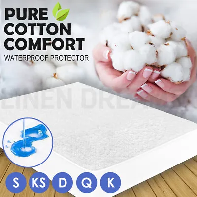 $18 • Buy Fully Fitted Waterproof Cotton Mattress Protector-Cot/Single/Double/Queen /King