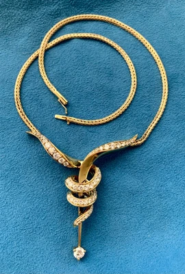 $7950 • Buy Jose Hess 18k Yellow Gold 2.49TCW Diamond Knot Design Necklace VS Diamonds