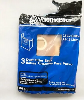 $18.95 • Buy Vacmaster 2.5 - 3.2 Gallon Vacuum Cleaner Dust Filter Bags - 3 Count Vdbt