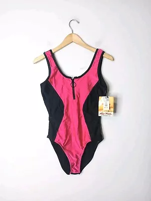 NEW Vintage 1980's/90's The Body Co. Magenta Black Bodysuit Leotard  Large • $85.46