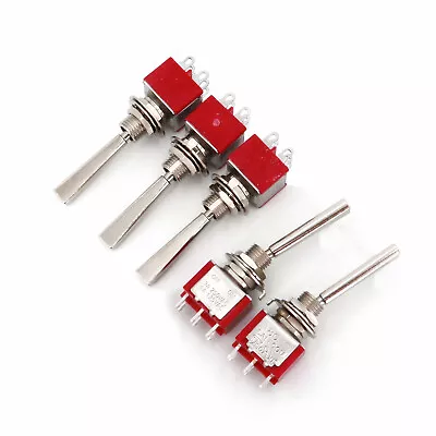 5Pcs SH 6Pin DPDT ON-ON 2 Position Long Flat Handle Remote Control Toggle Switch • $9.89