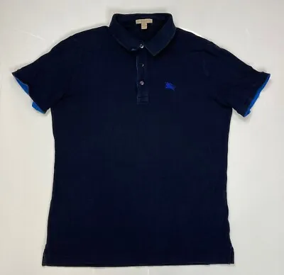 Burberry Brit Polo Shirt Men Slim Fit Medium Blue Short Sleeve • $24.95
