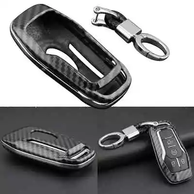 Carbon Fiber Hard Smart Key Cover Chain Case Holder Accessories For Ford Lincoln • $8.83