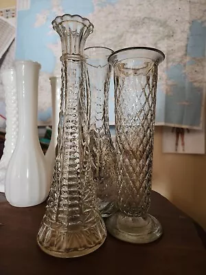 Beautiful Vintage Diamond Pattern Flower Vase - Lot Of 3 • $35