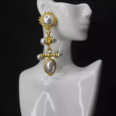 Women Vintage Medieval Earrings Long Vintage Palace Style Pearl Earrings • $8.23