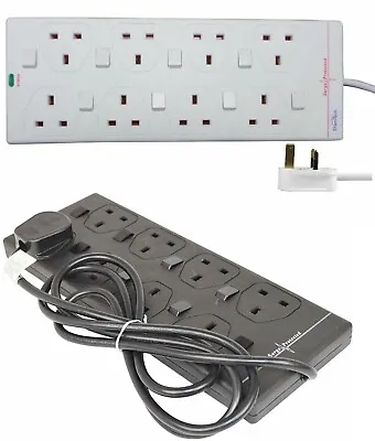Power Strip 1M 2M 3m 5m 8 Gang Surge Protected Extension Lead Switched Plug Way • £19.50