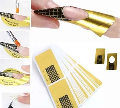 Gold Nail Forms Nail Self Adhesive Extension Tip Sculpting Guide Acrylic UV Gel • £5.49