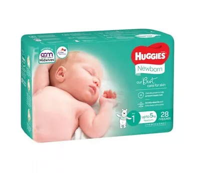 New Huggies Ultimate Nappies Unisex Newborn Size 1 - Carton (4 X 28Pk) Up To 5Kg • $86.96