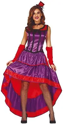Womens Purple Wild West Showgirl Saloon Girl Burlesque Can Can Party Costume • £26.49