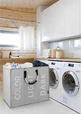 Laundry Basket Bag Collapsible Washing Clothe Fabric Foldable Hamper Storage Bin • £12.99
