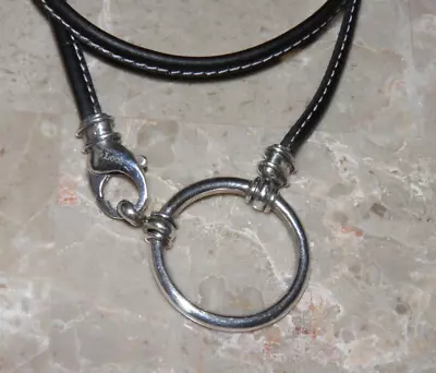 LA LOOP 993P Black Leather & 925 Silver Designer Eyeglass/Sunglass Necklace 21  • $130