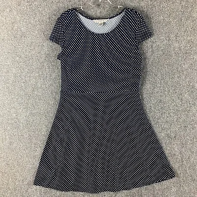 AA Studio AA Dress Women's 14 Polka Dots Navy Blue A-Line Half Sleeve Polyester • $19.95