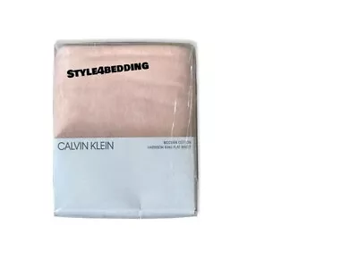 Calvin Klein Home Modern Cotton Harrison KING Flat Sheet PINK Peach & Pillowcase • $50