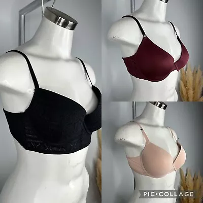 Lot Of 3 Cute Padded Push-Up Bras 36C Lucky Brand Tommy Hilfiger Maidenform • $22.49