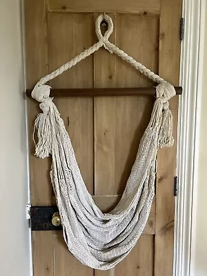 £45 • Buy VINTAGE 1970s White Macrame Rope Hanging Chair Hammock Cradle Seat