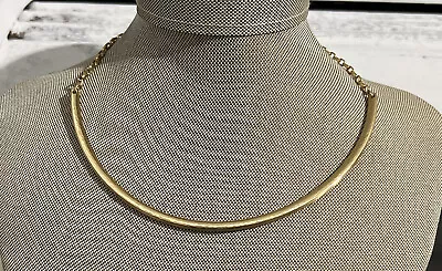 BRIGHTON Gold Tone Monogram Choker Curve Bar Necklace • $24.99