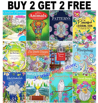 ADULT ANTI-STRESS MIND CALMING COLOURING BOOK BOOKS Colour Therapy ALL AGES • £2.99