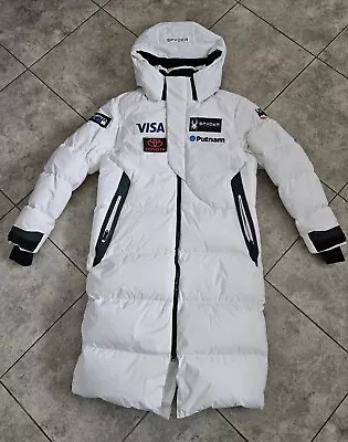 Spyder Official Team US Ski Team White Trench Coat Medium Duck Down W/ Magnets • $749.99