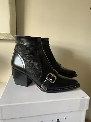 £245 • Buy Chloe Rylee Black Leather Ankle Boots Sz41 (fit 40) Bnib+receipt