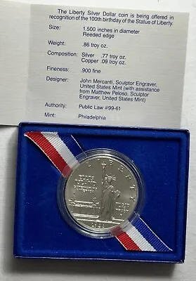 1986-P Ellis Island Commemorative 90% Silver Dollar Proof Statue Of Liberty Coin • $39.95