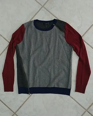 J.Crew Small Mixed Media Color Block Merino Wool Zipper Detail Sweater B3280 • $26
