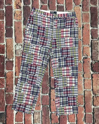 Polo Ralph Lauren Mens Pants Vintage Madras Plaid Patch Cotton Golf 35x30 • $59.99