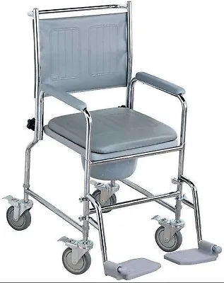 Mobility Aid Wheeled Commode Adjustable Toilet Chair With Padded Seat Durable • £70