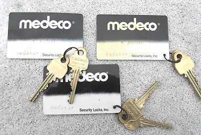 (3)  Pair MEDECO   High Security Factory Precut   Keys And Card • $14.99