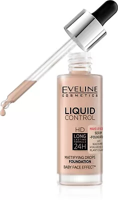 Eveline Liquid Control HD Foundation Niacinamide No.015 Light Vanilla 32ml • £12.39