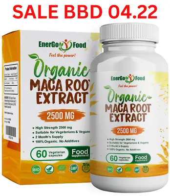 £2.99 • Buy Organic Maca Root Capsules 2500 Mg Powder Energy Increase SALE BBD 30.04.22