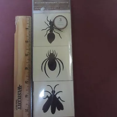 MARTHA STEWART CRAFTS Insects 3 Wood Mount Rubber Stamps Spider Ant Fly  • $9