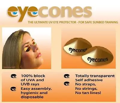 New Disposable Stick On SUNBED TANNING UV EYE PROTECTION Cone/ Goggles 150 PAIR  • £22.50