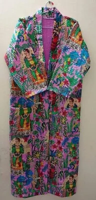 Indian Kantha Quilt Cotton Kimono Frida Kahlo Women's Nightwear Robe Gown Dress • $46.99