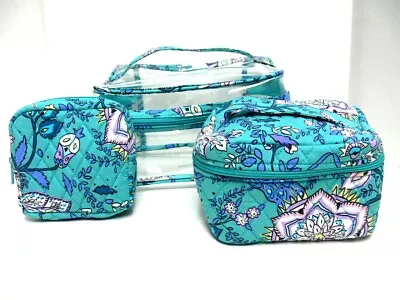 Nwt New With Tags Vera Bradley  3 Piece Cosmetic Set Peacock Garden Design • $36.95