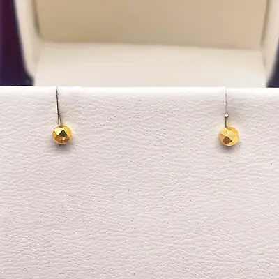 22ct Yellow Gold Diamond Cut Children's Stud Earrings Set Child-Friendly 2.8mm • £75