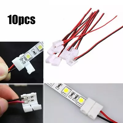 10x Led Strip Light Connector Smd 5050 5630 Single 2 Wire 10mm Pcb Board Adapter • $10.40