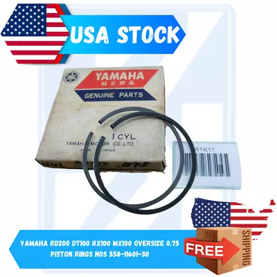 Yamaha RD200 DT100 RX100 MX100 Oversize 0.75 Piston Rings NOS 558-11601-30 • $19.80