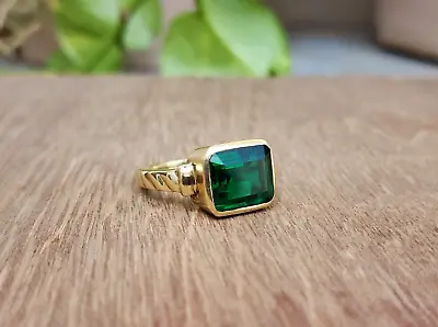 Emerald Natural Green Emerald 14k Real Yellow Gold Mens Ring • $1049.99