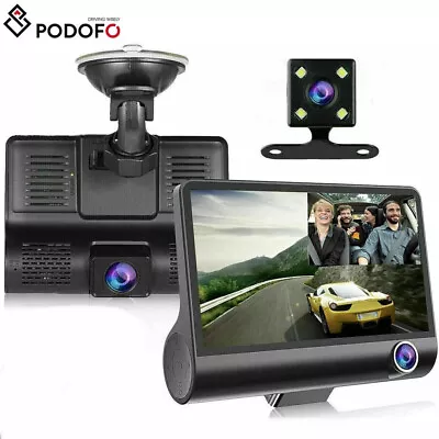 1080P Car DVR 4  Dual Lens Dash Cam Front+Rear Video Recorder Camera G-sensor UK • £17.59