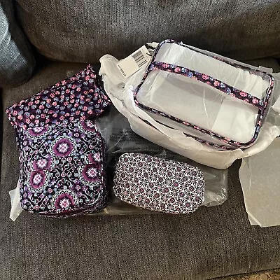 NWT Vera Bradley 4 Piece Travel Cosmetic Set In Lilac Medallion • $33.19