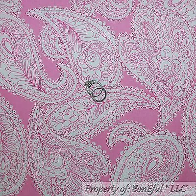 BonEful Fabric FQ Cotton Quilt Pink White Paisley Flower Leaf Dot VTG Girl Toile • $4.38