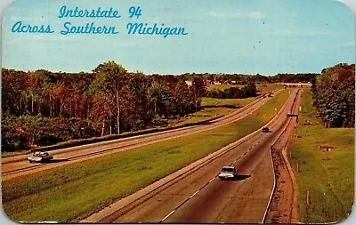 I94 Across Southern Michigan MI Postcard Cancel PM WOB Note Dexter Old Cars VTG  • $3