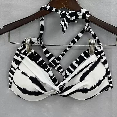 La Blanca Bikini Top Womens Small Tie Neck Black Shirred Banded Halter Adjusts • $9.07