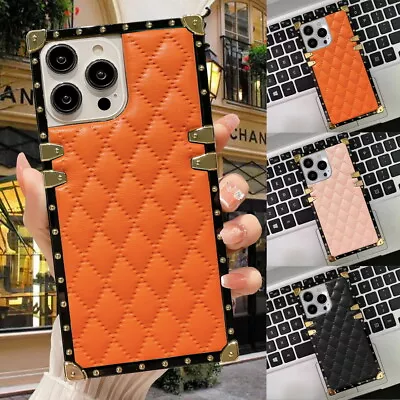 3D Down Jacket CC Style Soft Leather Square Trunk Case Cover For IPhone Samsung • £7.19