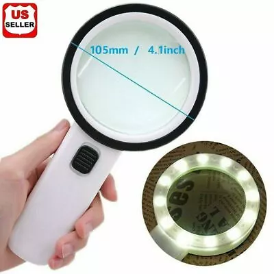 Magnifying Glass Bright LED Light Handheld Jumbo Illuminated 30X Magnifier Large • $7.99