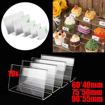 10PCS S/M/L Clear Acrylic Sign Display Holder Name Card Label Price Stands Tags • £5.46