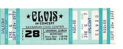 ELVIS PRESLEY Original GHOST CONCERT TICKET Savannah Civic Center 9/28/ 77 • $199.99