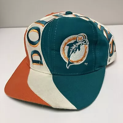 Miami Dolphins Vintage Eastport Team NFL Snapback Hat Big All Over Script Rare • $105