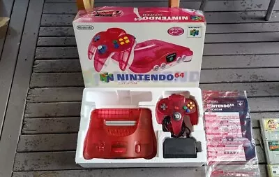 NTSC - J N64 Nintendo 64 Watermelon Red Console (Boxed) JAPANESE IMPORT  • $320