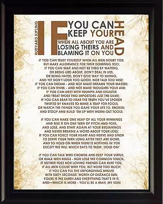 “If” Poem Rudyard Kipling - Framed Poster Picture Print Motivational Wall Art • $15.67